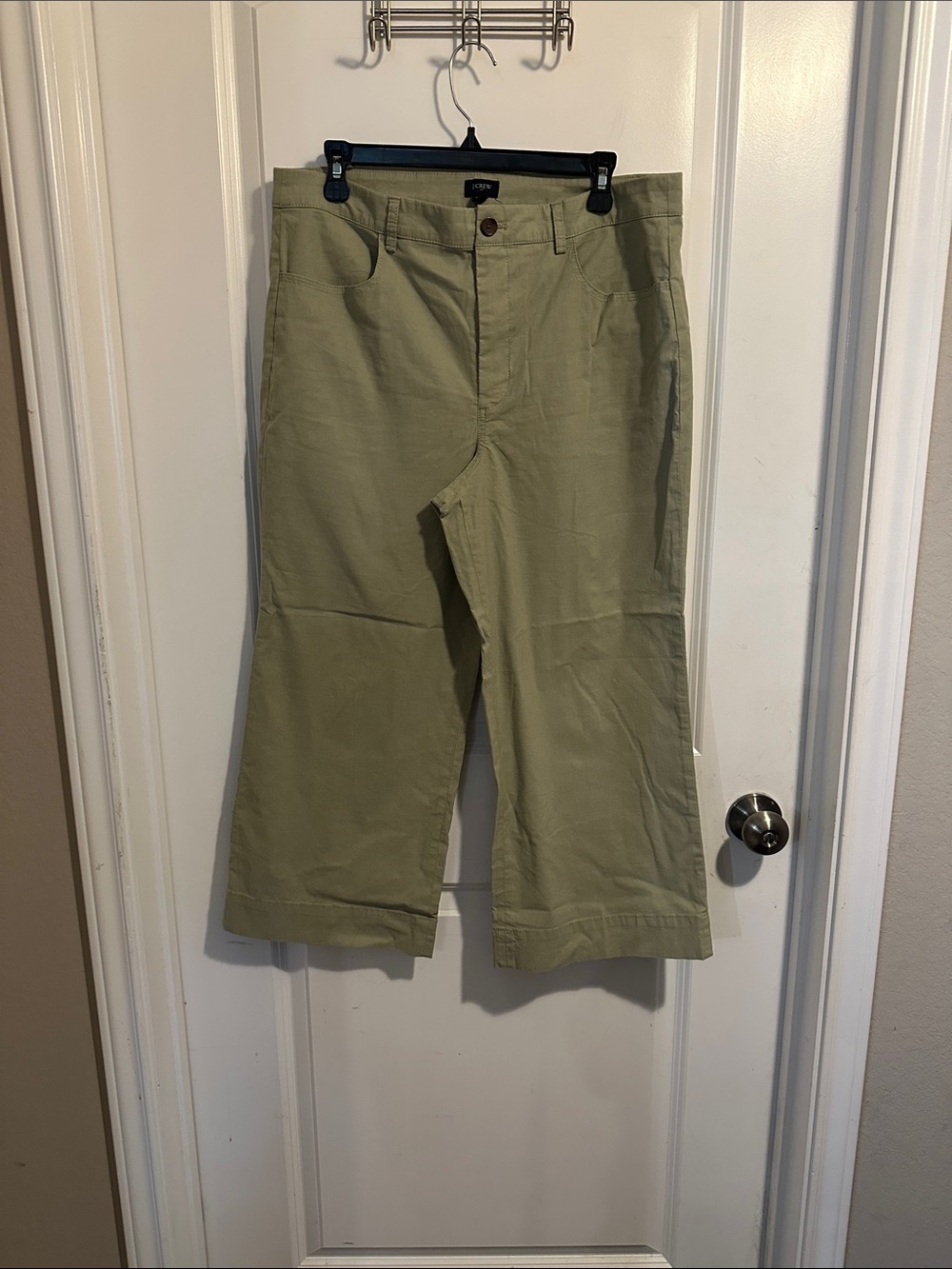 J. Crew Olive Wide-Leg Crop Chinos